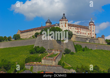 Wurzburg, Würzburg, Marienberg Castello Fortezza di Marienberg, Sito Patrimonio Mondiale dell'UNESCO, la Strada Romantica, Romantische Strasse, Foto Stock