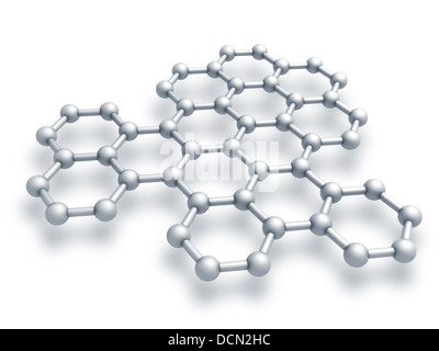 Grafene frammento struttura modello schematico. 3D render illustrazione isolato su bianco Foto Stock