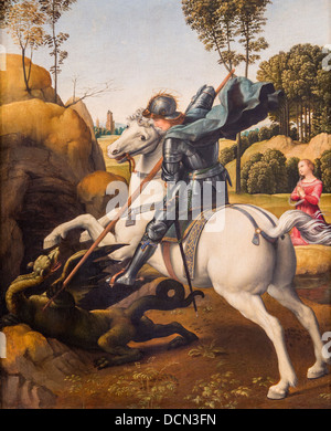 Xvi secolo - San Giorgio e il drago, 1506 - Raffaello - Philippe Sauvan-Magnet / Museo attivo Foto Stock