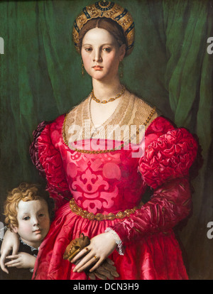 Xvi secolo - una giovane donna e il suo ragazzo Littell, 1540 - Agnolo Bronzino Philippe Sauvan-Magnet / Museo attivo Foto Stock