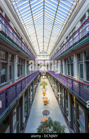 Interno del mercato Arcade progettato da Edward B. verde costruito nel 1892 nella città di Buffalo New York Stati Uniti Foto Stock