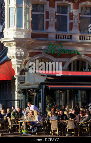 Cafe a Rembrandtplein, Amsterdam, Paesi Bassi, Europa Foto Stock
