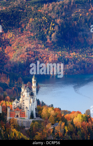 Il Castello di Neuschwanstein in colori autunnali, Allgau, Baviera, Germania Foto Stock