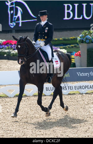 Herning, Danimarca. Il 22 agosto, 2013. Nathalie equestre zu Sayn-Wittgenstein della Danimarca esegue sul suo cavallo Digby durante la squadra dressage evento presso la comunità di salto ostacoli e dressage Championships di Herning, Danimarca, 22 agosto 2013. Credito: dpa picture alliance/Alamy Live News Foto Stock