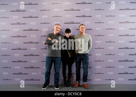 David Fincher, Rooney Mara e Daniel Craig la ragazza con il tatuaggio del Drago - Photocall - Hotel Villamagna Madrid, Spagna - 04.01.12 Foto Stock