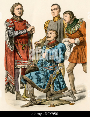 Burgundian nobiltà nel 1400s. Colorate a mano la stampa Foto Stock