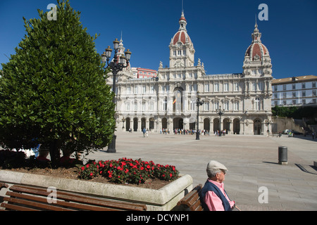 PALACIO MUNICIPAL municipio Plaza Maria Pita LA CORUNA Galizia Spagna Foto Stock