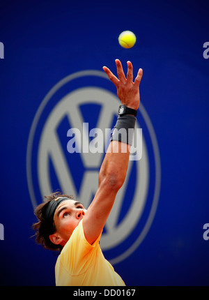 Rafael Nadal competere nel 2012 Barcellona Open Tennis Tournament Foto Stock