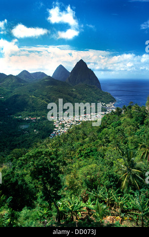 Pitons St Lucia panoramica Foto Stock