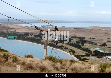 Seggiovia per la parte superiore del dado a Stanley in Tasmania Foto Stock