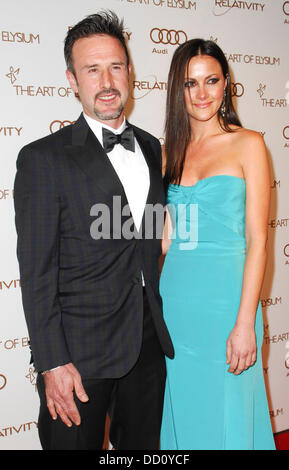 David Arquette con la fidanzata Christina Mclarty 2012 Arte di Elysium cielo Gala presso la Union Station - Gli arrivi di Los Angeles, California - 14.01.12 Foto Stock