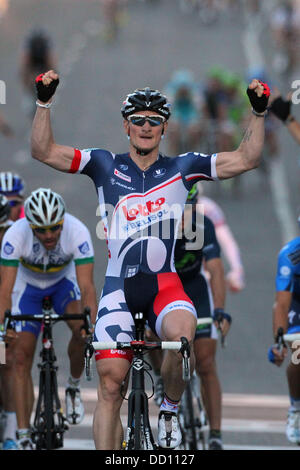 Andre Greipel (Germania) (Team Lotto Belisol) - vincitore il Santos Tour Down Under ciclismo gara tenutasi a Rymill Park Adelaide, Australia - 15.01.12 Foto Stock