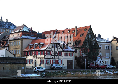 Riverside edifici, Bamberg, Baviera, Germania, Europa. Foto Stock