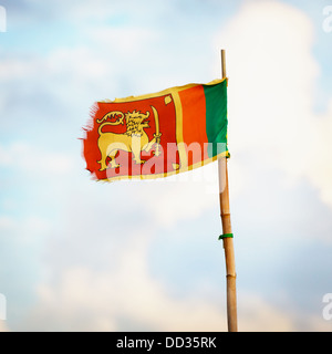 Il vecchio tessuto bandiera della Repubblica democratica socialista dello Sri Lanka Foto Stock