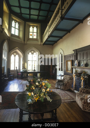 La Grande Hall, Chiddingstone Castle. Kent Foto Stock