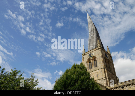 La guglia storta della chiesa di Santa Maria e di tutti i Santi Chesterfield Regno Unito Foto Stock