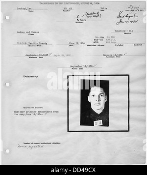 Warden's pagina del notebook, con mug shot, di Leo Prokopf, 23-AZ. - - 296709 Foto Stock