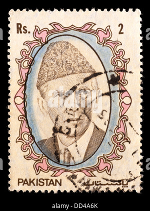 Francobollo dal Pakistan raffiguranti Mohammad Ali Jinnah. Foto Stock