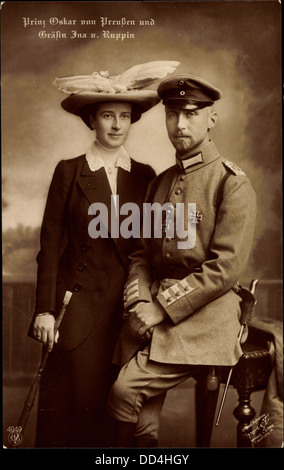 Ak Prinz Oskar von Preußen mit Gräfin Ina Marie von Ruppin, NPG 4949; Foto Stock