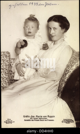 Ak Gräfin Ina Marie von Ruppin mit ihrem Sohn, Liersch 7744; Foto Stock