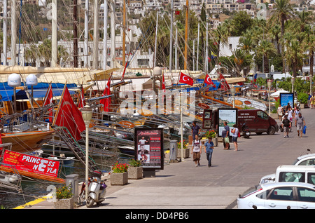 Banchina del porto principale a Bodrum, Provincia di Mugla, Turchia. Foto Stock