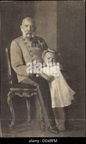 Ak Kaiser Franz Joseph I. von Österreich mit Enkelkind; Foto Stock
