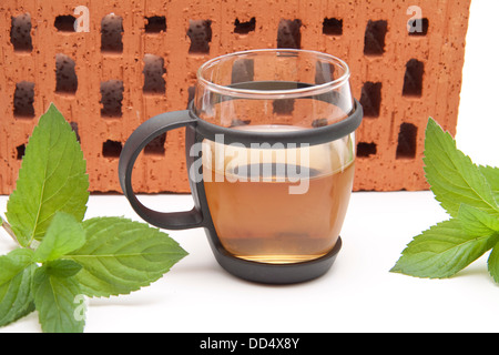 Tè alla menta in vetro Foto Stock