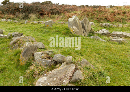 Guernsey 2013. Les Fouaillages preistorici tumulo Long Barrow Foto Stock