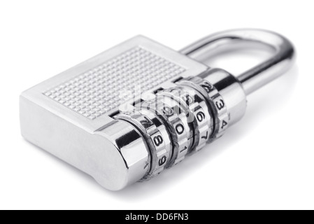 Lucchetto a combinazione con isolato su bianco Foto Stock