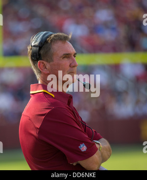 24 agosto 2013, Landover, MD FedEx campo Washington Redskins assume le fatture della Buffalo per il terzo gioco di preseason per 2013. Foto Stock