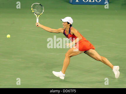 New York, Stati Uniti d'America. 26 Ago, 2013. Francesca Schiavone ( ITA ) il suo un colpo durante il primo turno degli US Open al Billie Jean King Tennis Center di Flushing Meadows, NY Credit: Azione Plus sport/Alamy Live News Foto Stock