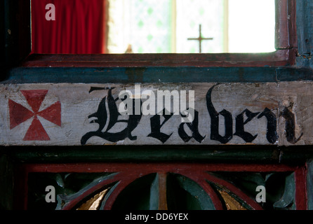 Schermata di Rood dettaglio, Chiesa di San Michele, Barford St Michael, Oxfordshire, England, Regno Unito Foto Stock