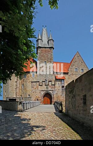 Castello Spangenberg, Spangenberg, Schwalm-Eder distretto, Hesse, Germania città Spangenberg è conosciuto meglio di tutti per la sua Schloss Spangenberg, un castello costruito nel 1253 e il segno distintivo della città. Foto Stock