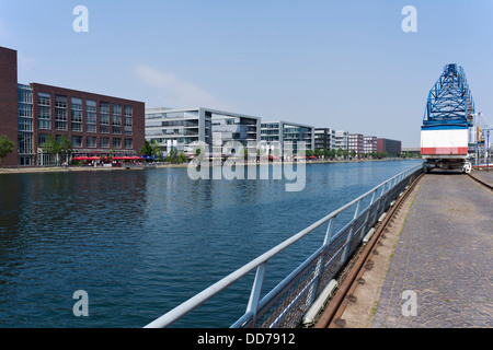 Germania, Norh Reno Westfalia, Duisburg, vista di Pier Eins al Porto Interno Foto Stock