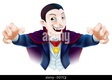 Una illustrazione di un cartoon carino il conte Dracula vampiro carattere per Halloween Foto Stock