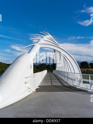 dh New Plymouth TARANAKI NEOZELANDESE te Rewa Bridge Mount Egmont Mt Taranaki New Plymouth passerella costiera di montagna Foto Stock