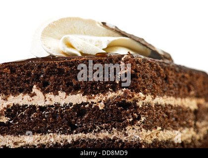 Torta al cioccolato isolato su bianco Foto Stock