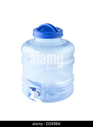Grande di acqua in bottiglia con erogatore isolati su sfondo bianco Foto Stock