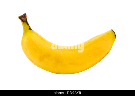 Piccola scatola di pranzo dimensionato banana isolato su uno sfondo bianco Foto Stock