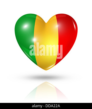 Amore Mali simbolo. 3D cuore icona bandiera isolato su bianco Foto Stock