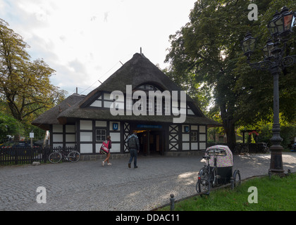 Tetto di Paglia di Dahlem-Dorf, Berlino U-Bahn, Germania Foto Stock