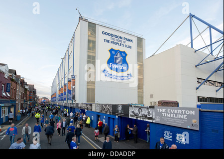 Un ampia angolazione del Goodison Park Stadium, casa di Everton Football Club (solo uso editoriale). Foto Stock