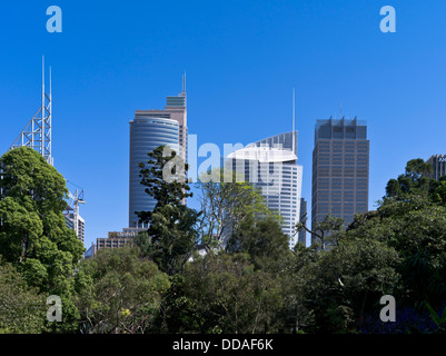 Dh Royal Botanic Gardens Sydney Australia alberi Park Central Business District skyline della città di edifici Foto Stock