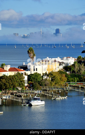 Vista di San Francisco e la baia da Mill Valley Marin County Foto Stock