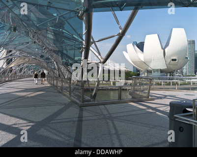 Dh l arte del Museo della SCIENZA MARINA BAY SINGAPORE giovane camminando Double Helix bridge Foto Stock