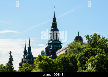 Il roofline della Nordiska Museet (Museo Nordico) a Stoccolma Svezia Foto Stock