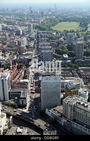 Vista aerea guardando in giù la Edgware Road a Hyde Park Corner Foto Stock
