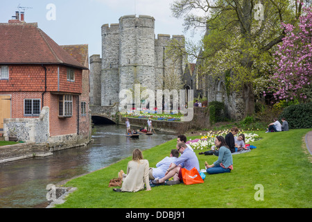 Westgate Gardens Fiume Stour Canterbury Kent Foto Stock