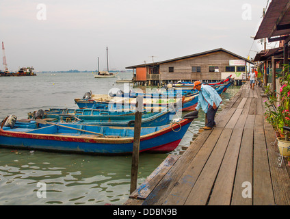 La saldatura Quay Clan pontili di George Town, Isola di Penang, Malaysia Foto Stock