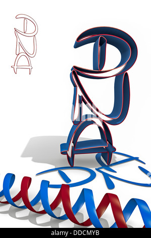 Illustrazione di DNA in 3d. Foto Stock